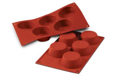 Billede af Bagemåtte til boller, Ø81 x 32 mm, 5 stk., Rød silikone