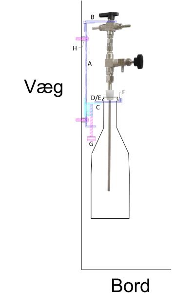 Picture 1 of 6 - Ophæng til flaskefylder - Modtryksfylder - Modtryksfylder med ophæng - Tegning