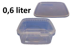 Plastic container with lid, 0,6 liters